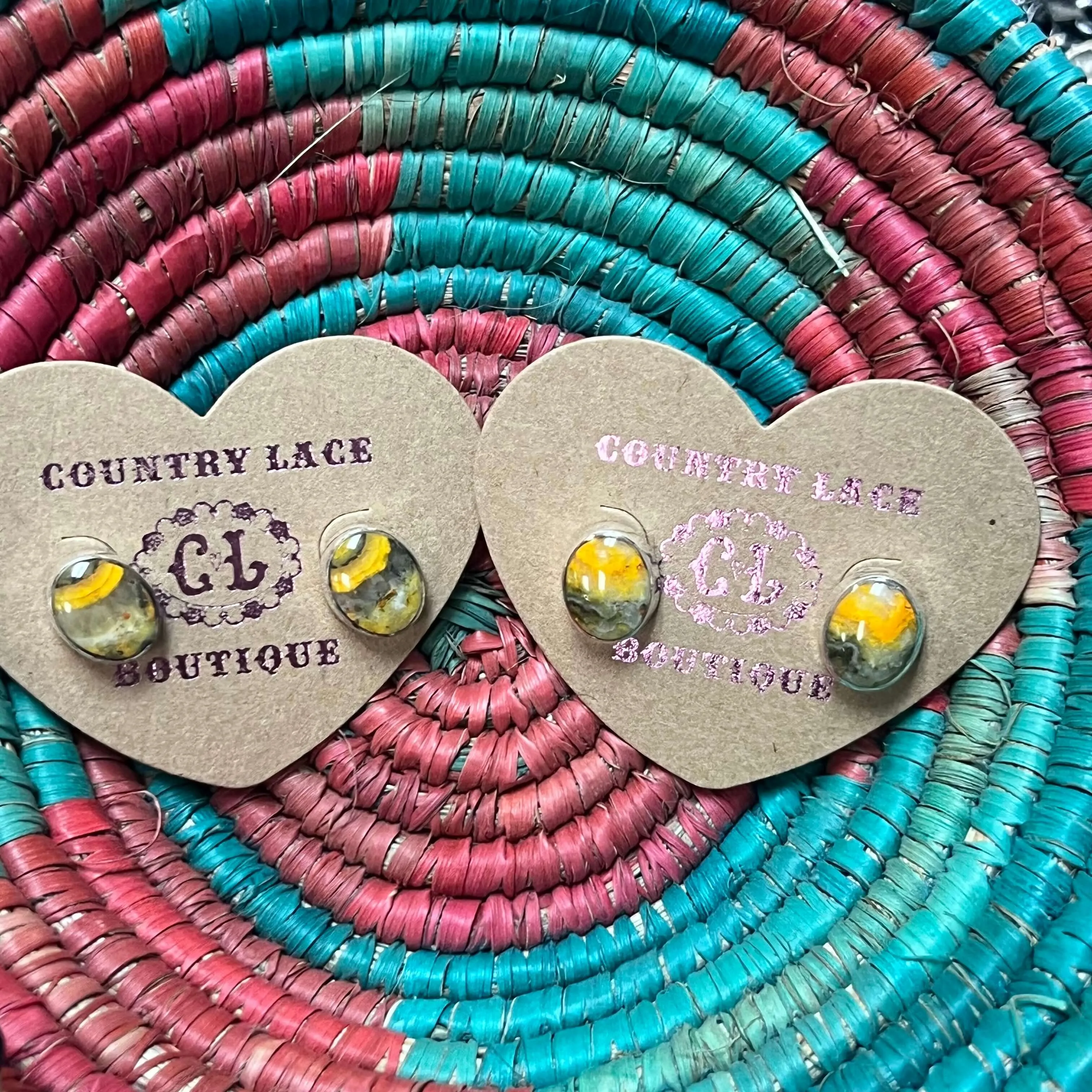Little Bumble Bee Oval Stud Post Genuine Earring