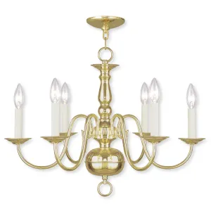 Livex Williamsburgh 6 Light Polished Brass Chandelier - C185-5006-02
