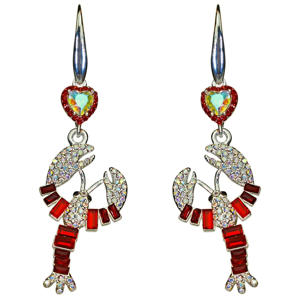 Lobster Love French Wire Earrings (Sterling Silvertone)