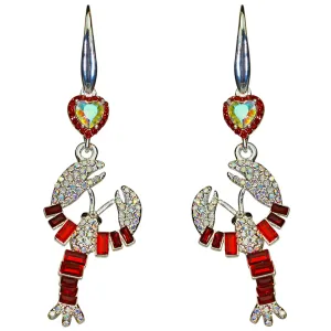 Lobster Love French Wire Earrings (Sterling Silvertone)