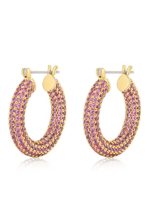 Luv Aj - Pave Baby Amalfi Hoops- Pink- Gold