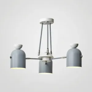 Macaron Loft Cup Pendant Light Chandelier in Candy Color for Living Room - 3/6 Metallic Heads
