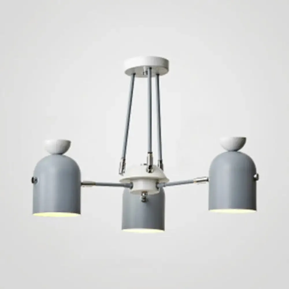 Macaron Loft Cup Pendant Light Chandelier in Candy Color for Living Room - 3/6 Metallic Heads