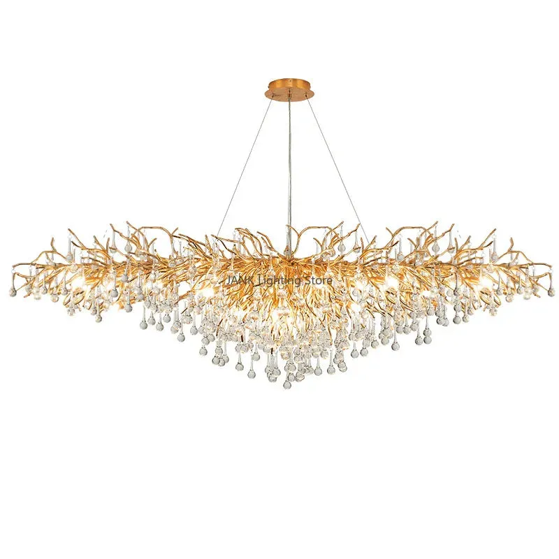 Mansion Gold Crystal Branch Chandelier: Luxury Ceiling Light for Living, Dining & Bedroom