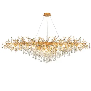 Mansion Gold Crystal Branch Chandelier: Luxury Ceiling Light for Living, Dining & Bedroom