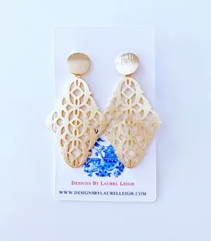 Marquis Filigree Earrings - Gold