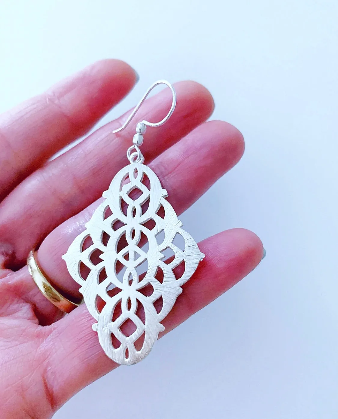 Marquis Filigree Earrings - Silver