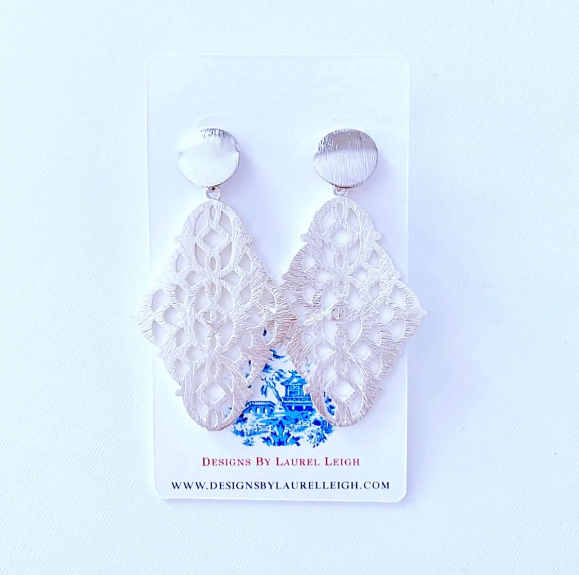 Marquis Filigree Earrings - Silver