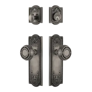 Meadows Entry Set with Mission Knob in Antique Pewter
