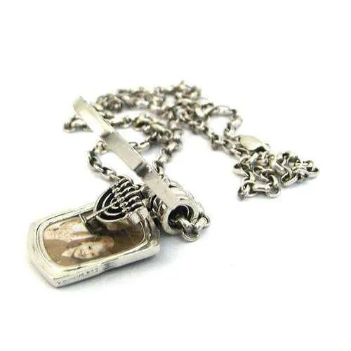 Michael Bromberg Sterling Silver Menorah in Motion Photo Locket Necklace