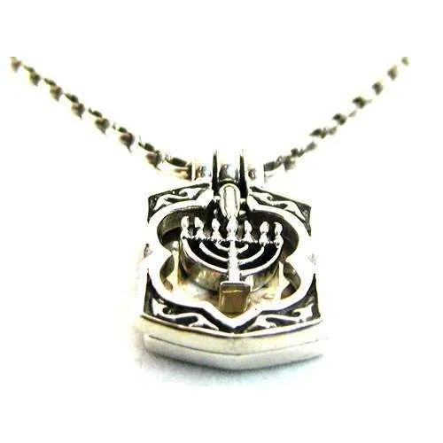 Michael Bromberg Sterling Silver Menorah in Motion Photo Locket Necklace