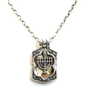 Michael Bromberg Sterling Silver Menorah in Motion Photo Locket Necklace