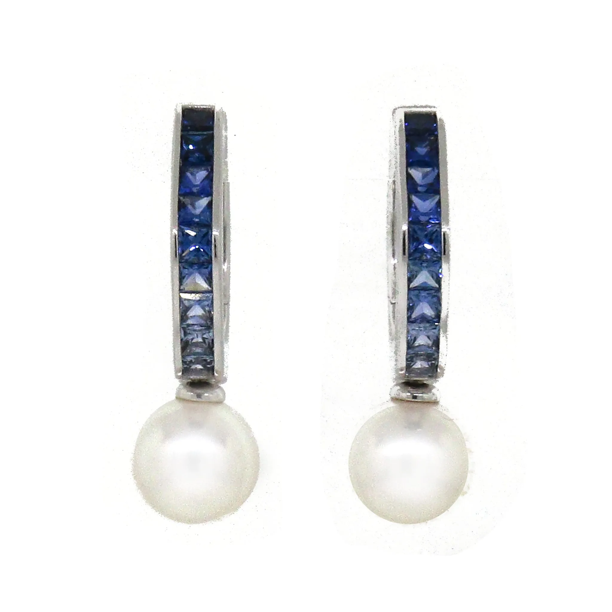 Mikimoto Sapphire and Pearl Hoop Earrings