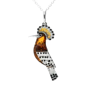 MILENA necklace Silver and Amber Hoopoe Bird