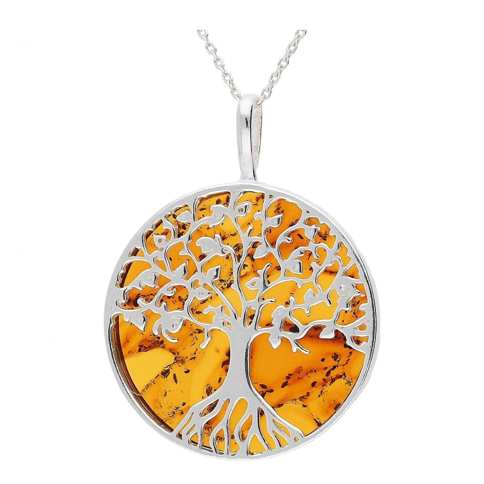 MILENA necklace Silver and Amber Large Tree of Life