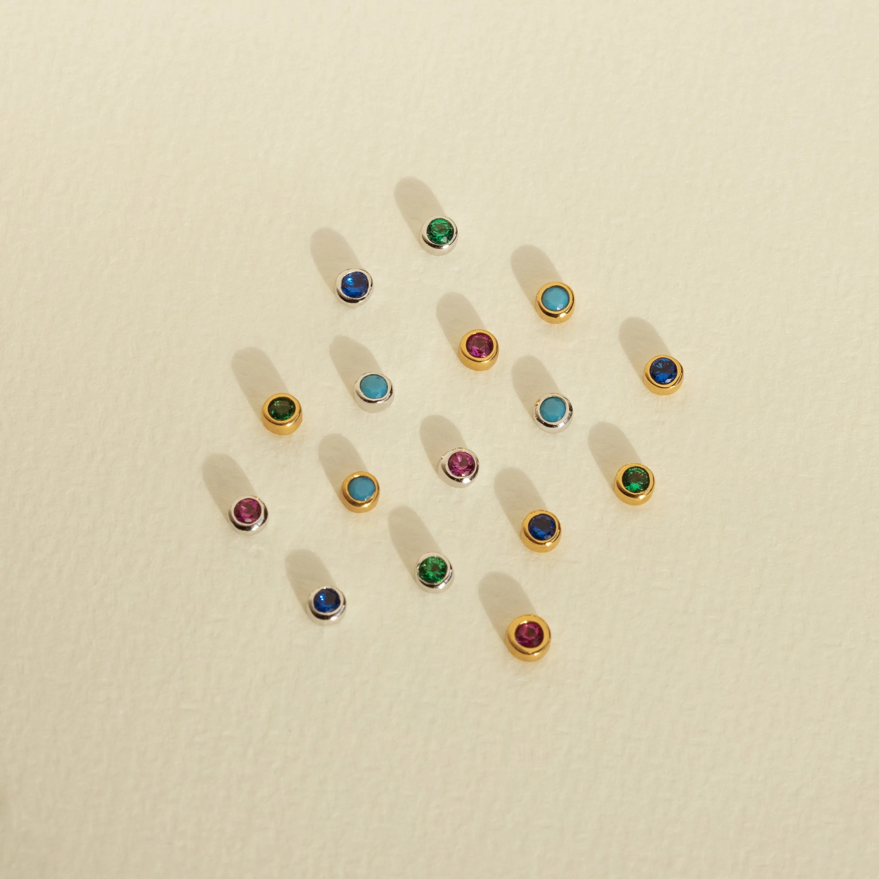 Mini Ruby Bezel Stud Earrings