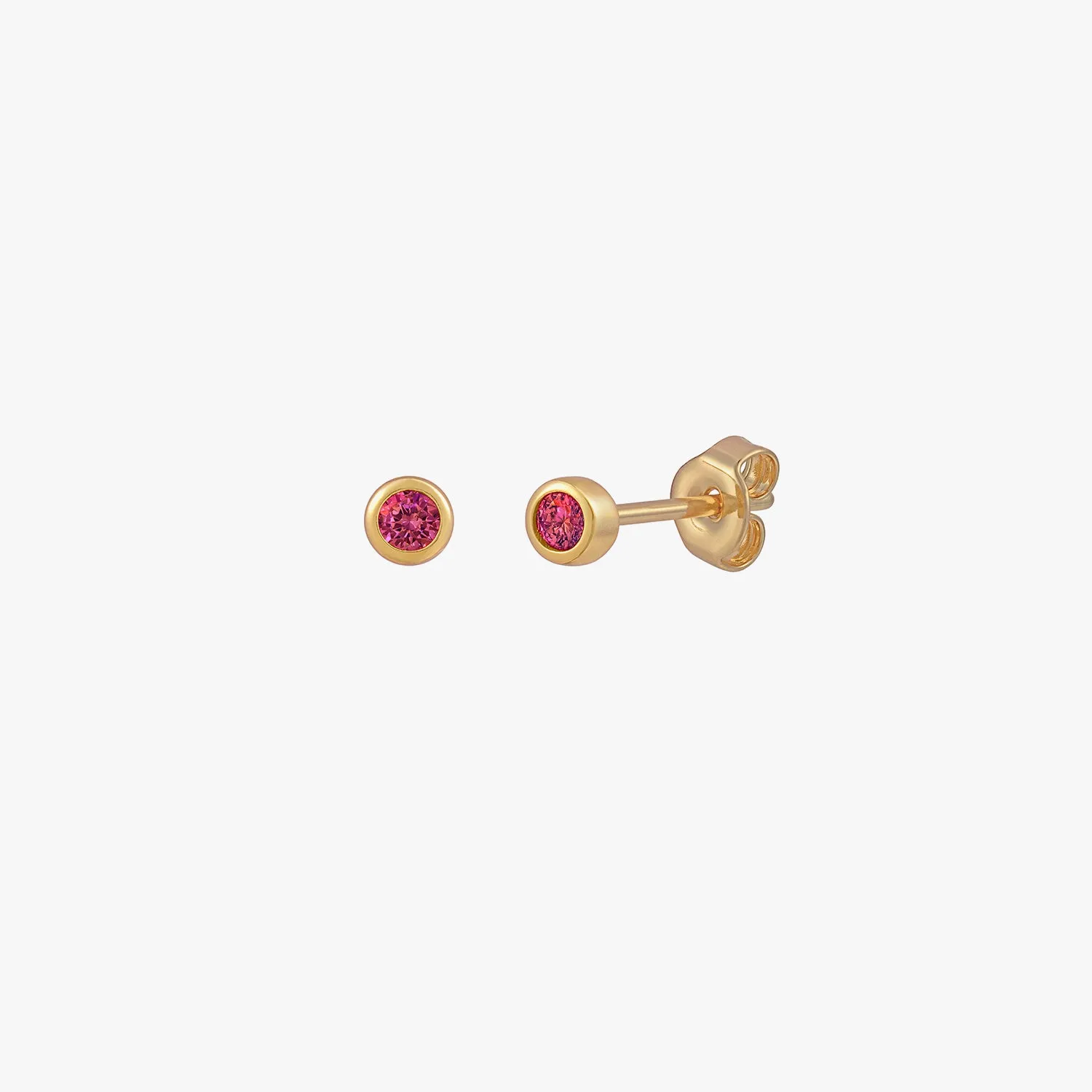 Mini Ruby Bezel Stud Earrings