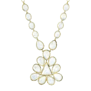 Mixed-Shape Rainbow Moonstone Necklace