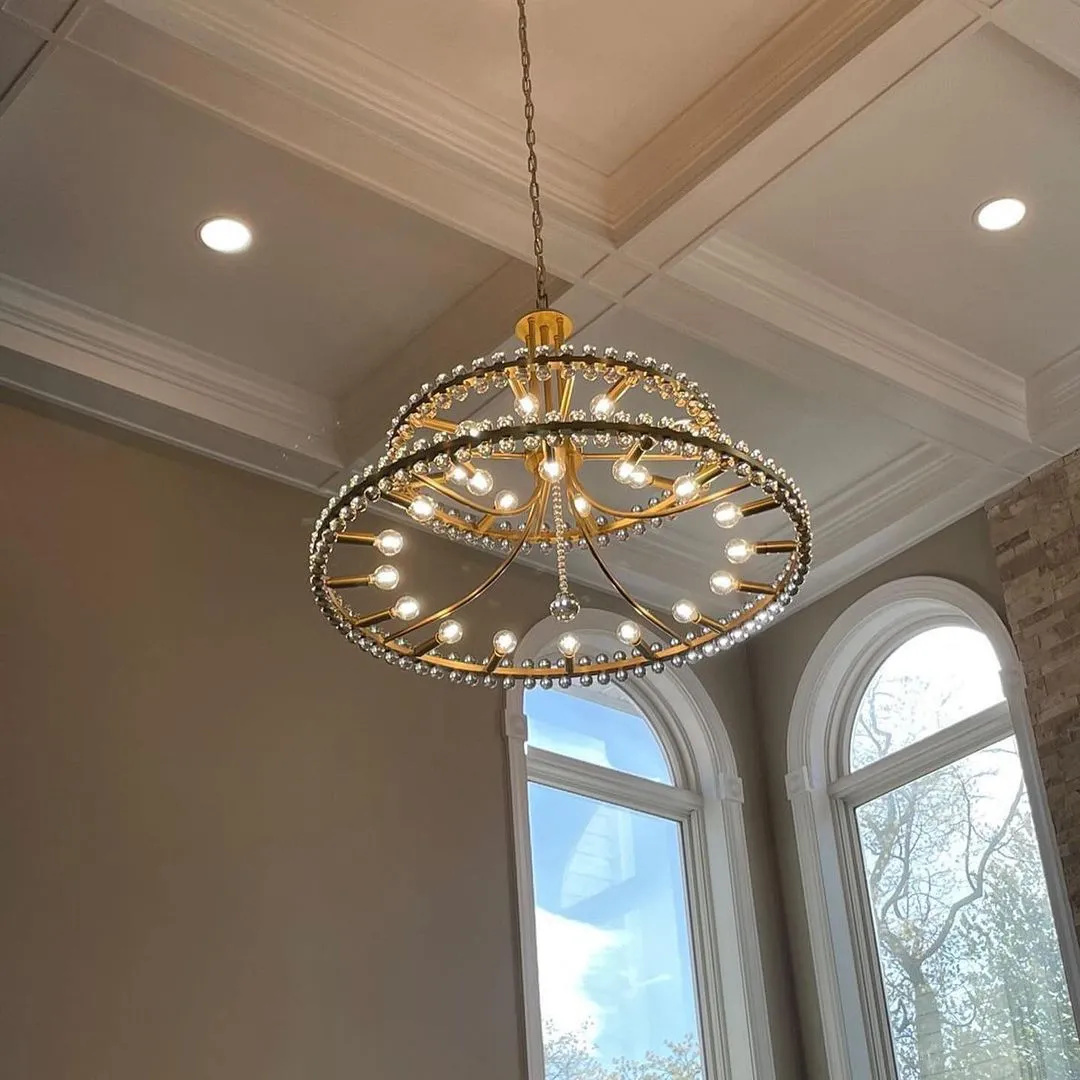 Modern 2/3 Ring Glass Ball Chandelier for Low-ceiling
