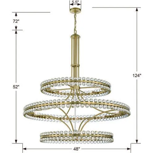 Modern 2/3 Ring Glass Ball Chandelier for Low-ceiling