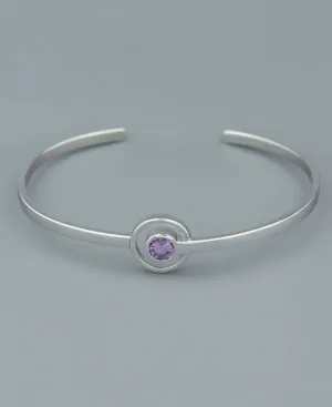 Modern Amethyst Cuff Bracelet,Sterling Silver