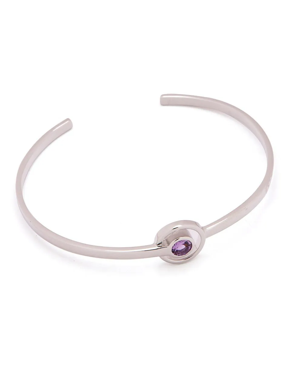 Modern Amethyst Cuff Bracelet,Sterling Silver