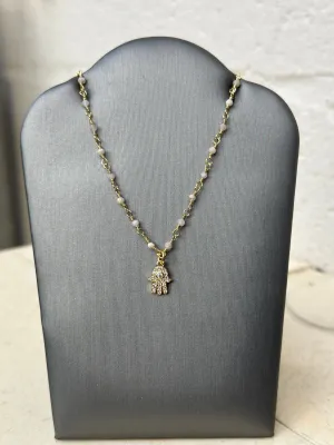 Moonstone Hamsa Necklace
