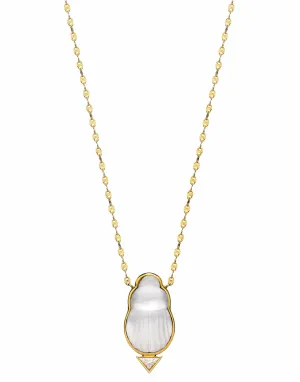 Mother of Pearl Scarab Pendant Necklace
