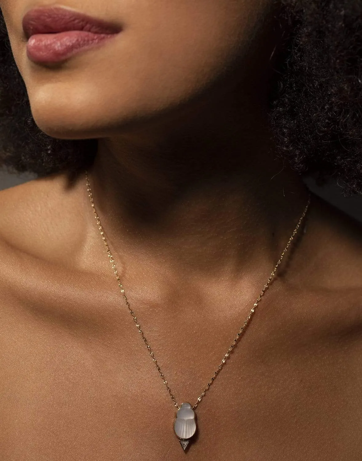 Mother of Pearl Scarab Pendant Necklace
