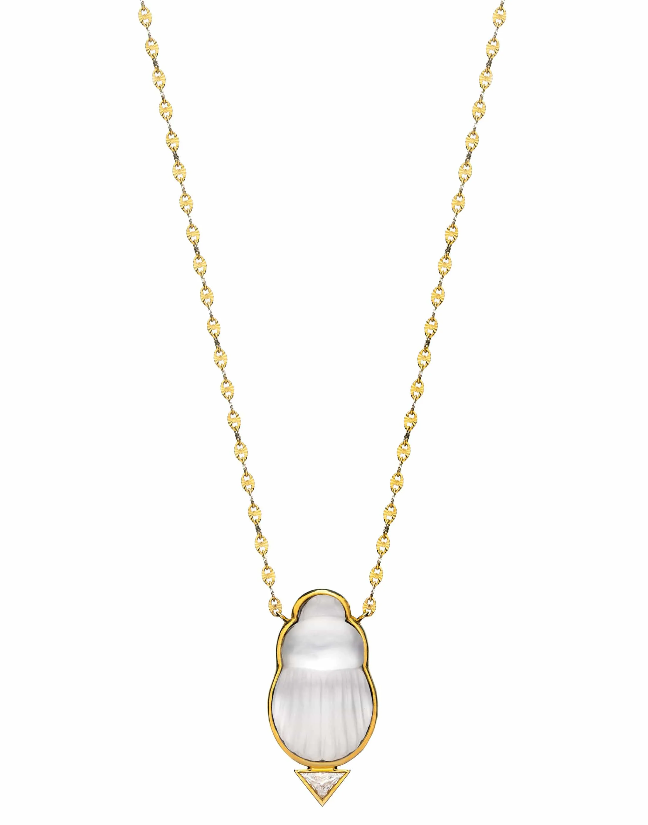 Mother of Pearl Scarab Pendant Necklace