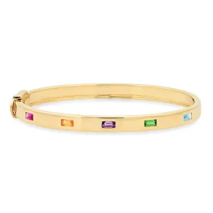 Multi Colored Rainbow Five Baguette Bangle