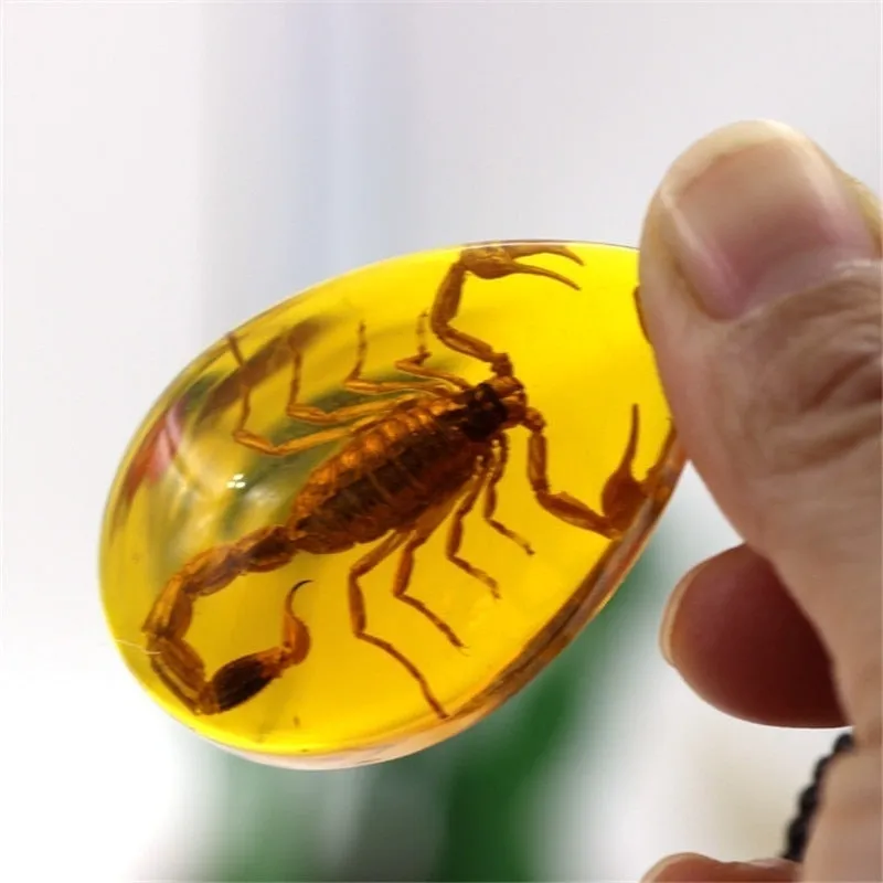 Natural Insect Stone Scorpions Pendant Necklace