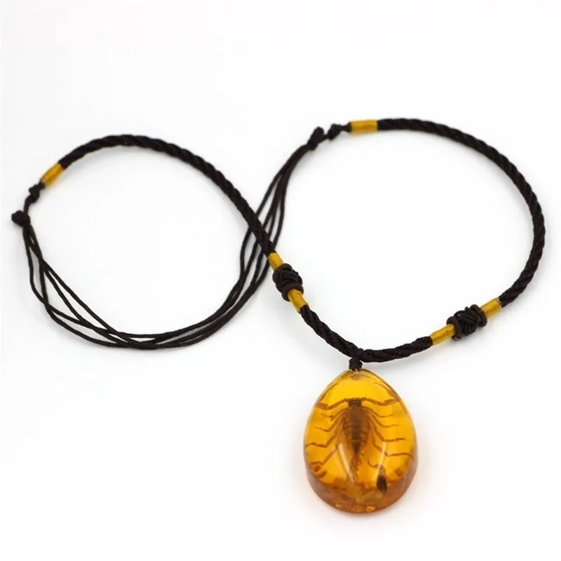 Natural Insect Stone Scorpions Pendant Necklace