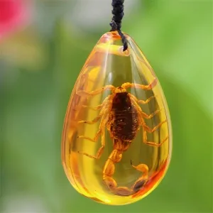 Natural Insect Stone Scorpions Pendant Necklace