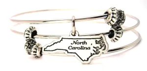 North Carolina Triple Style Expandable Bangle Bracelet