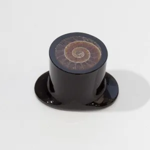 Obsidian with Ammonite Inlay Labret in ⅝” from Quetzalli