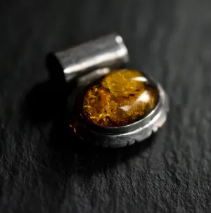 One-Of-A-Kind Yellow Baltic Amber Vintage Silver Sterling 925 Pendant