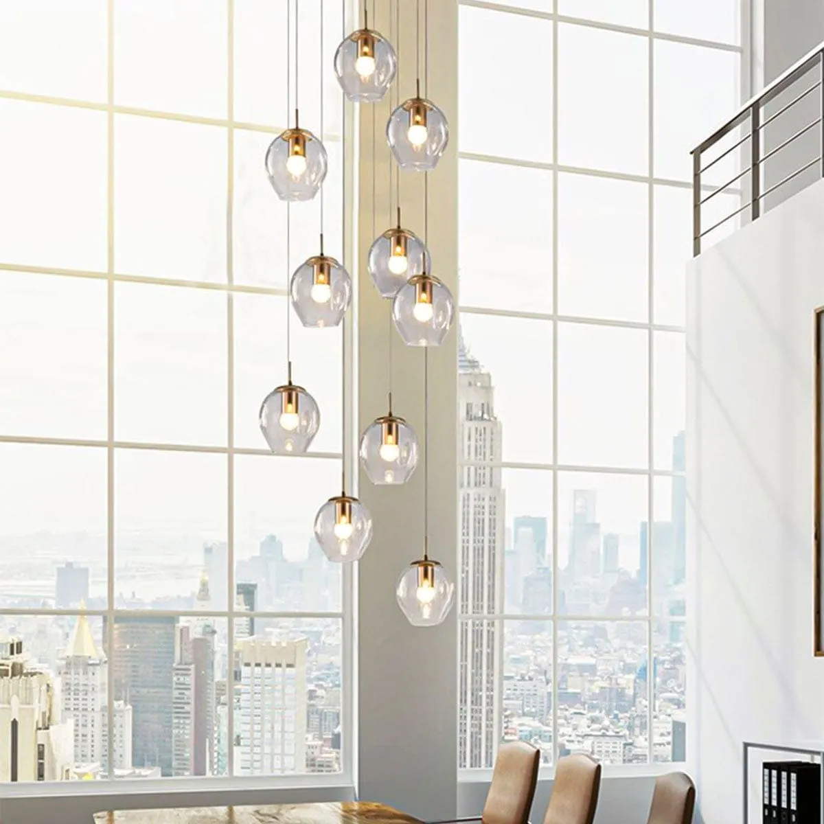 Ordo Staircase Long Glass Chandelier