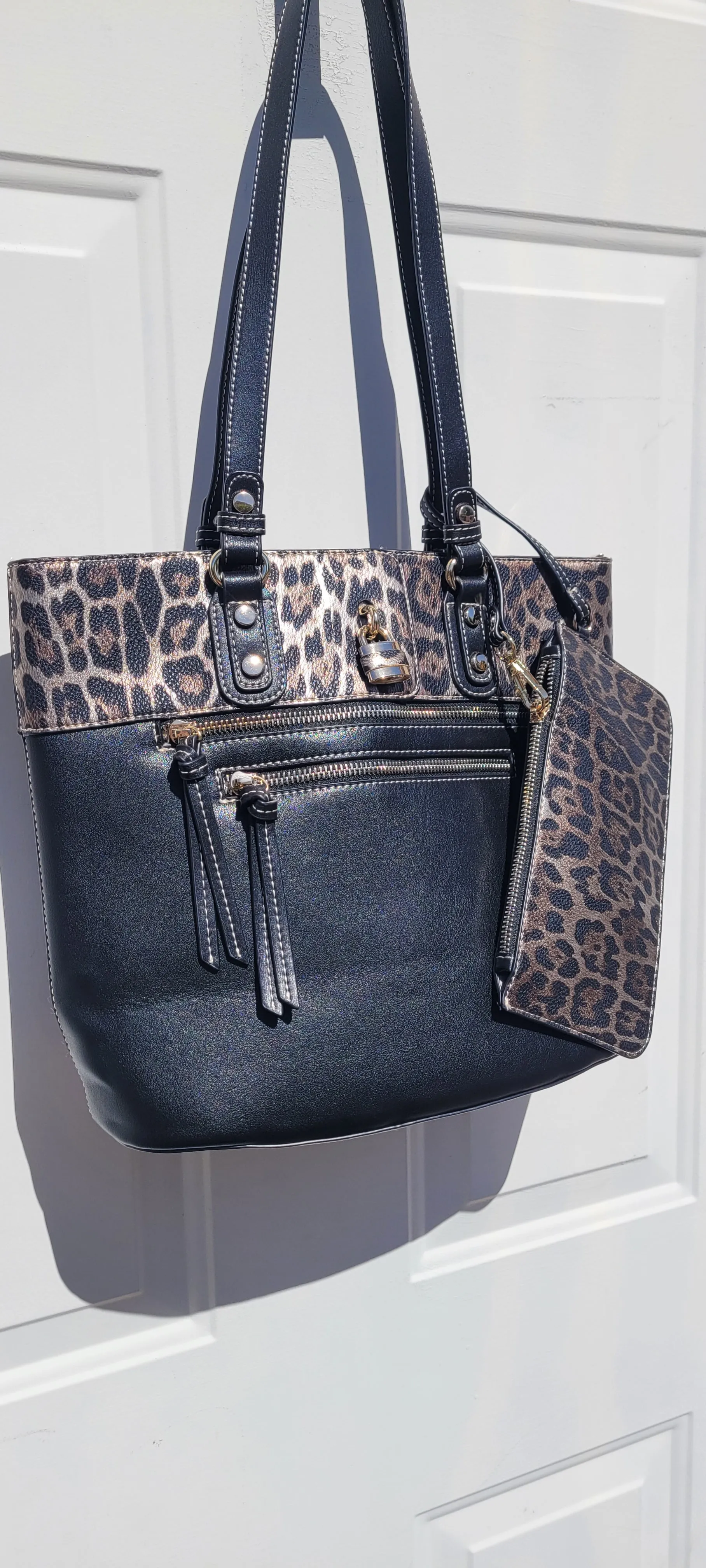 Out And About Leopard Purse - Black - FINAL SALE