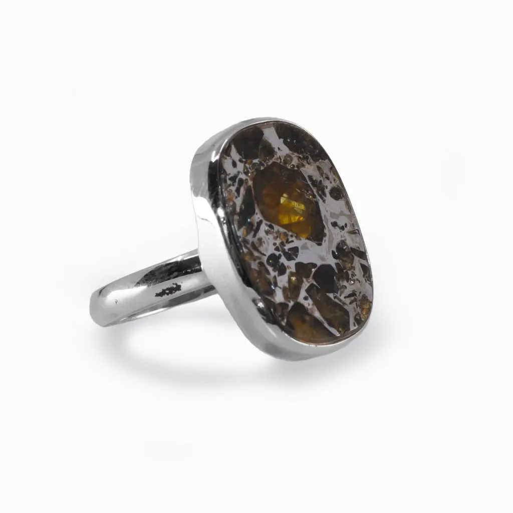 Pallasite Meteorite Ring