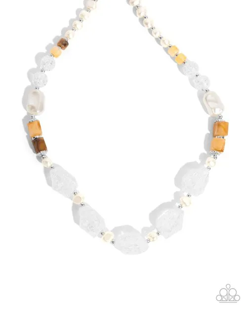Paparazzi Necklace ~ Crackling Chic - White