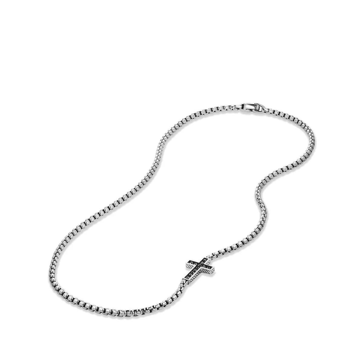 Pave Cross Necklace with Black Diamonds