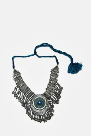 Peacock Feather Inspired Blue Stone Necklace