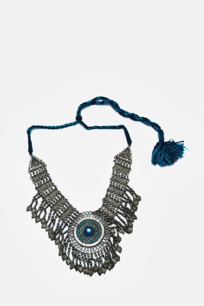 Peacock Feather Inspired Blue Stone Necklace