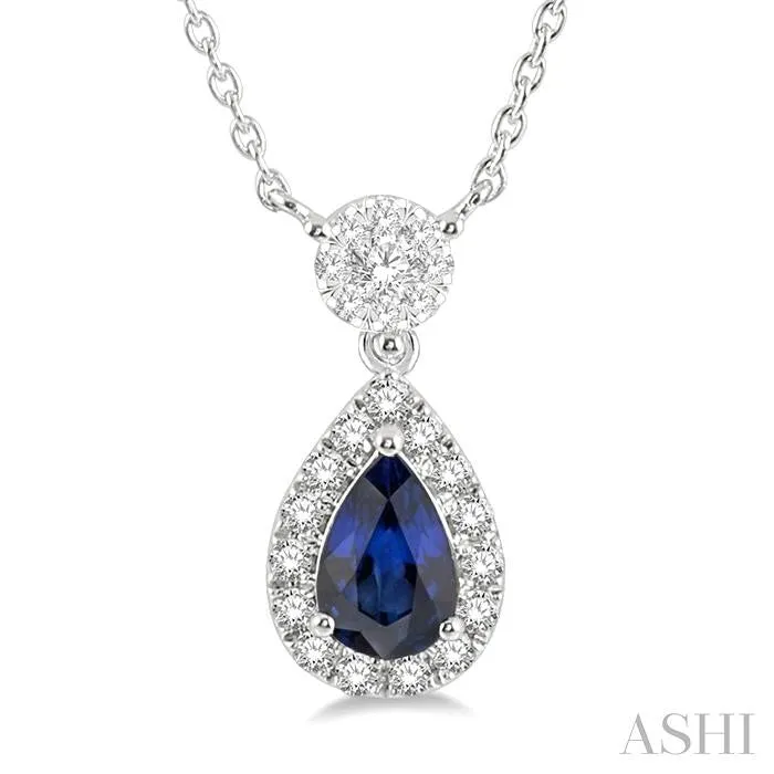 PEAR SHAPE GEMSTONE & HALO LOVEBRIGHT DIAMOND NECKLACE