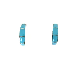 Phil Chavez Turquoise Inlay Half Hoop Earrings