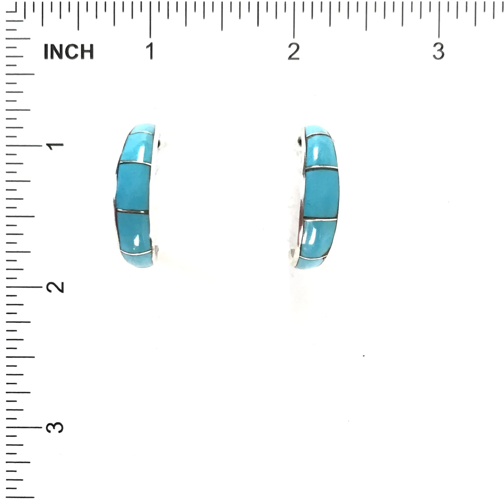 Phil Chavez Turquoise Inlay Half Hoop Earrings