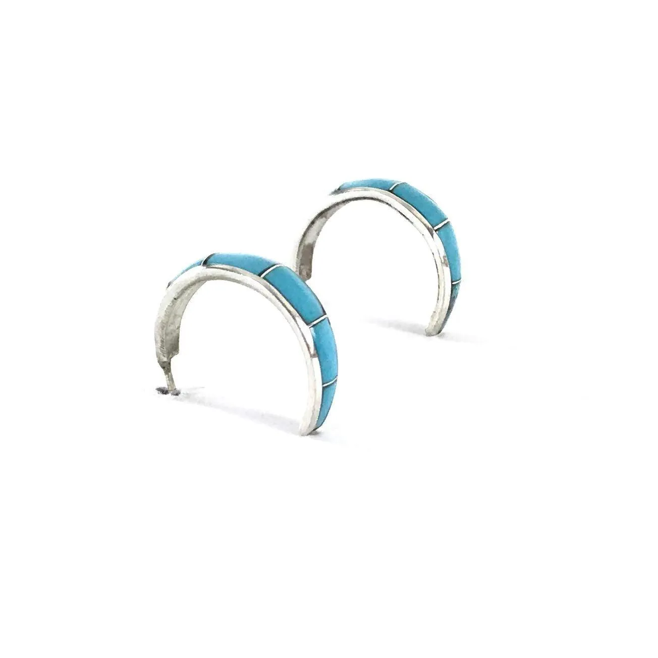 Phil Chavez Turquoise Inlay Half Hoop Earrings