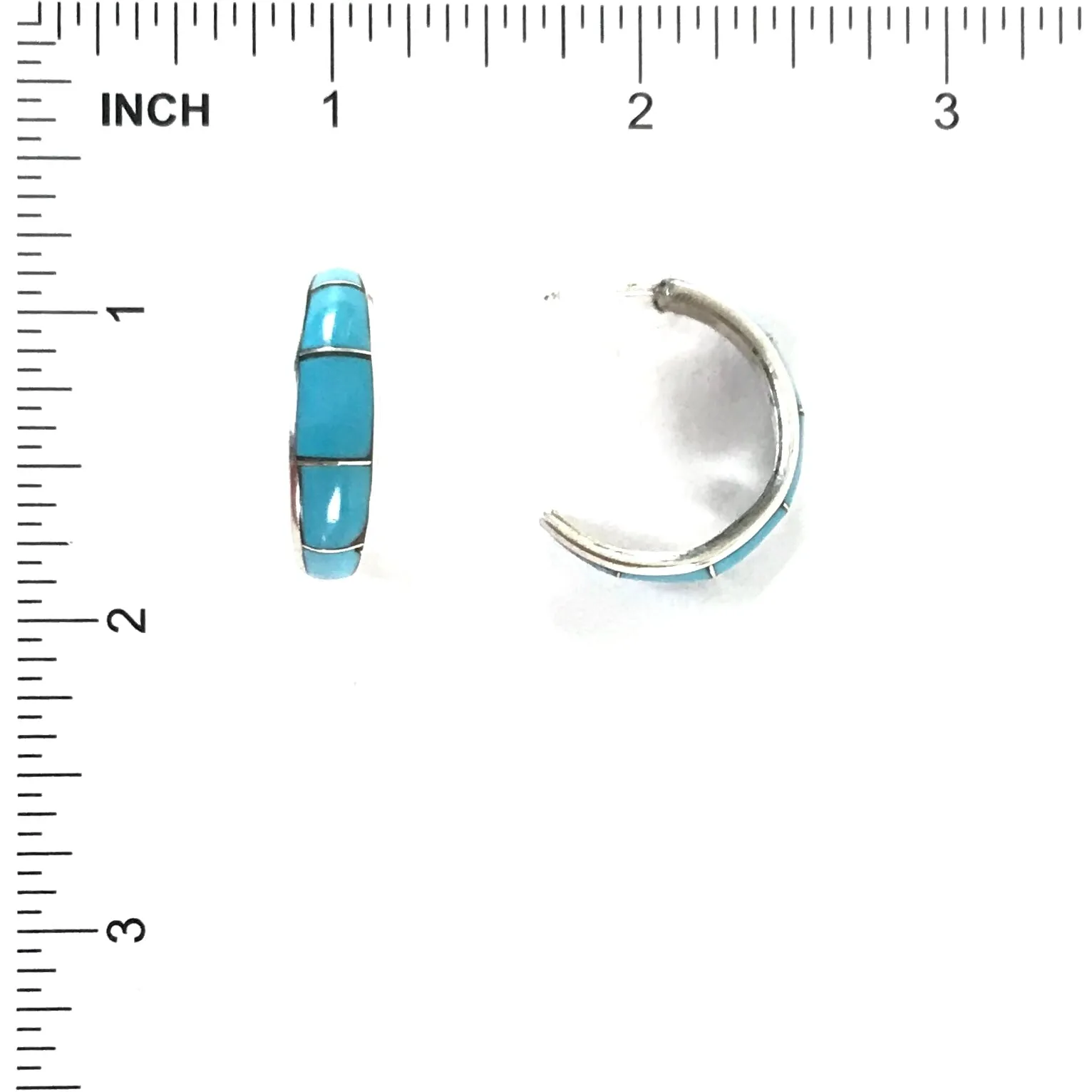 Phil Chavez Turquoise Inlay Half Hoop Earrings
