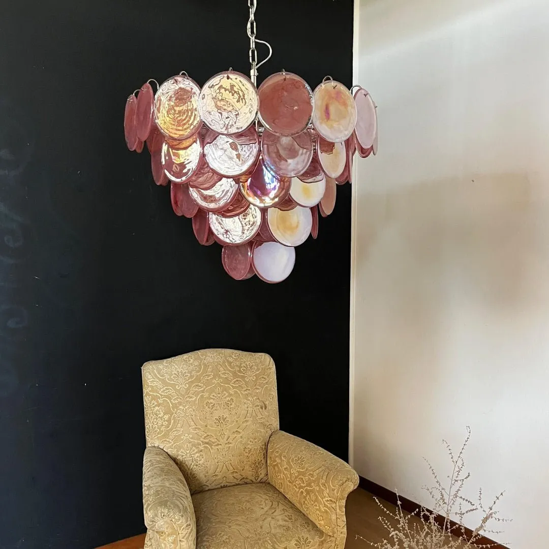 Pink Murano Disc Chandelier